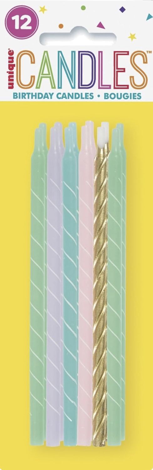 12 PSTL SPRL BDAY CNDL ASST-5&quot;