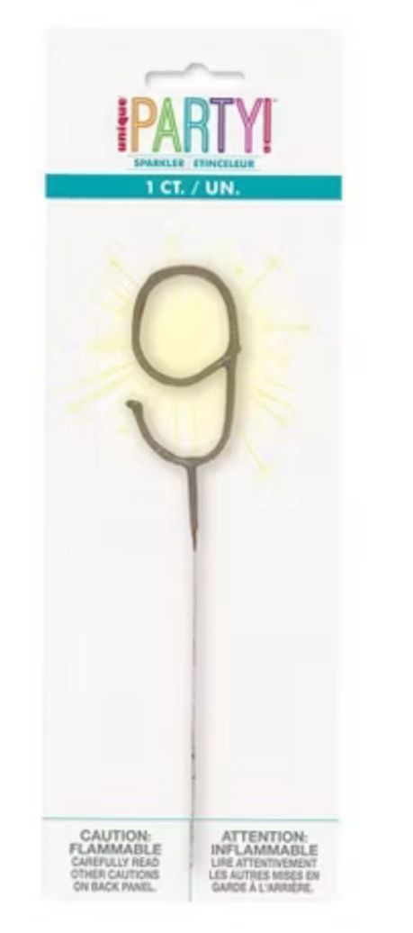 Number 9 Sparkler Candle 