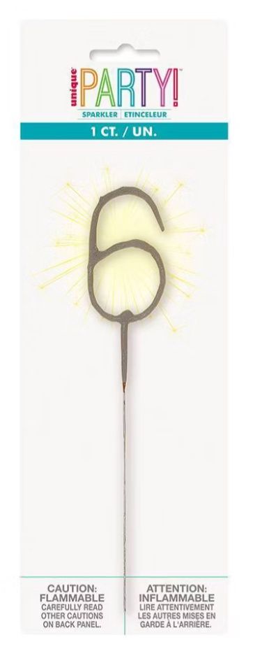 Number 6 Sparkler Candle