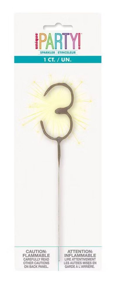 Number 3 Sparkler Candle
