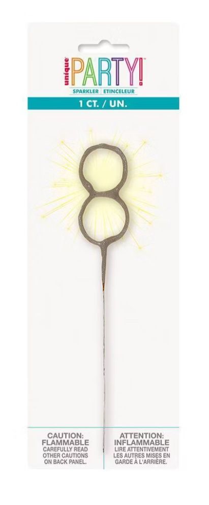 Number 8 Sparkler Candle