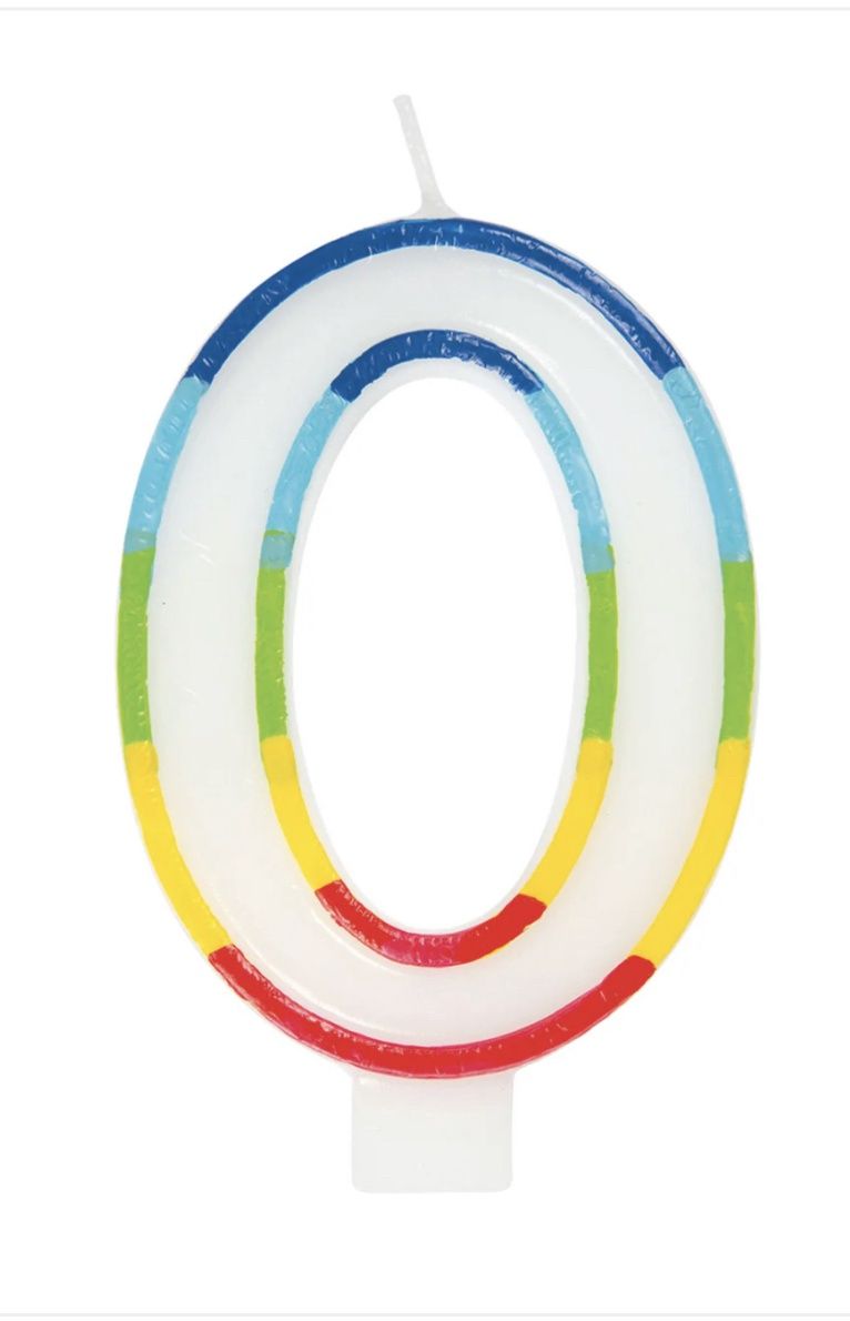 Rainbow Border Number 0 Birthday Candle