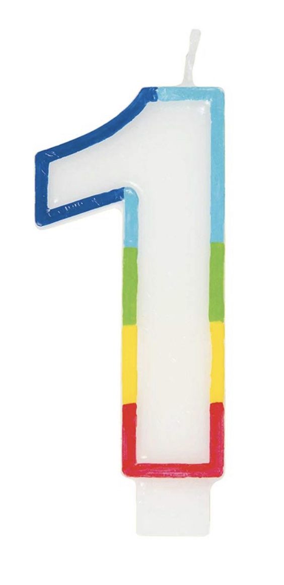 RNBW BRDR NUMBR BDAY CANDLE #1