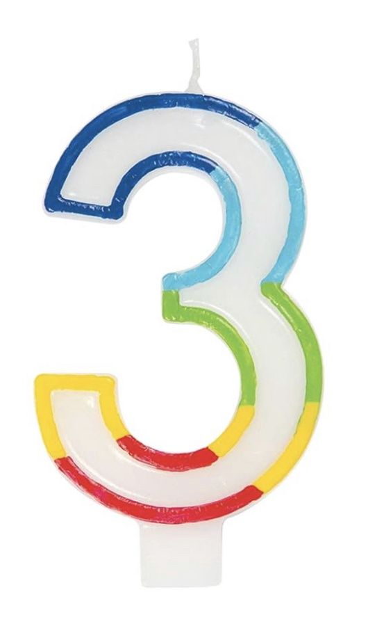 RNBW BRDR NUMBR BDAY CANDLE #3