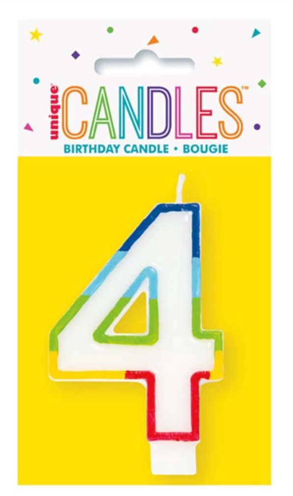 RNBW BRDR NUMBR BDAY CANDLE #4