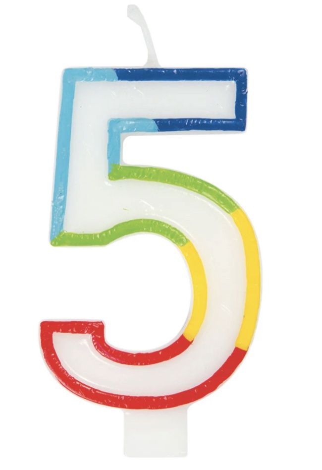 RNBW BRDR NUMBR BDAY CANDLE #5