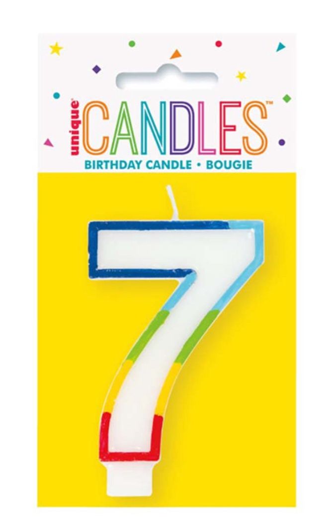 RNBW BRDR NUMBR BDAY CANDLE #7