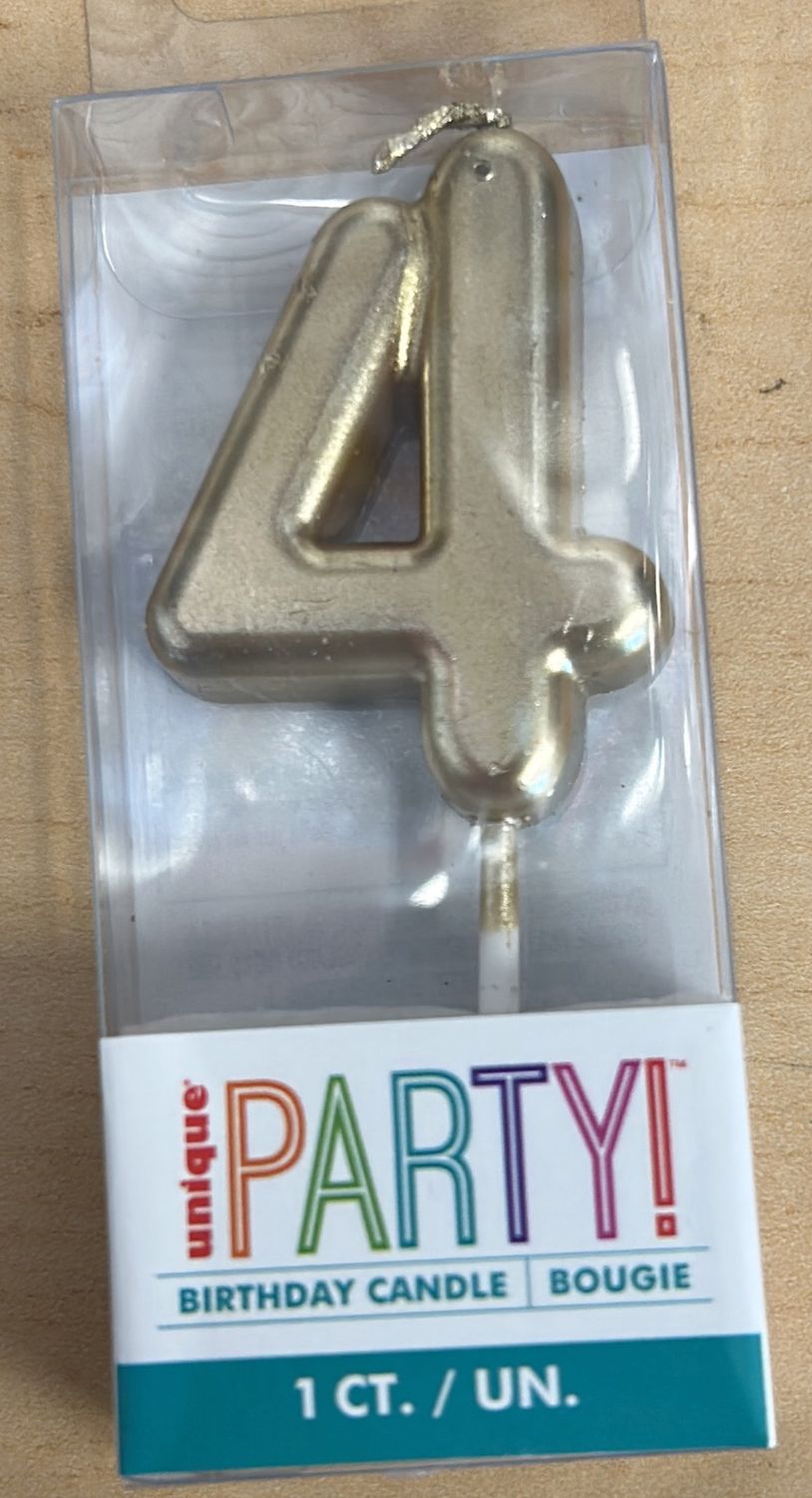 MINI GOLD PICK BDAY CANDLE #4