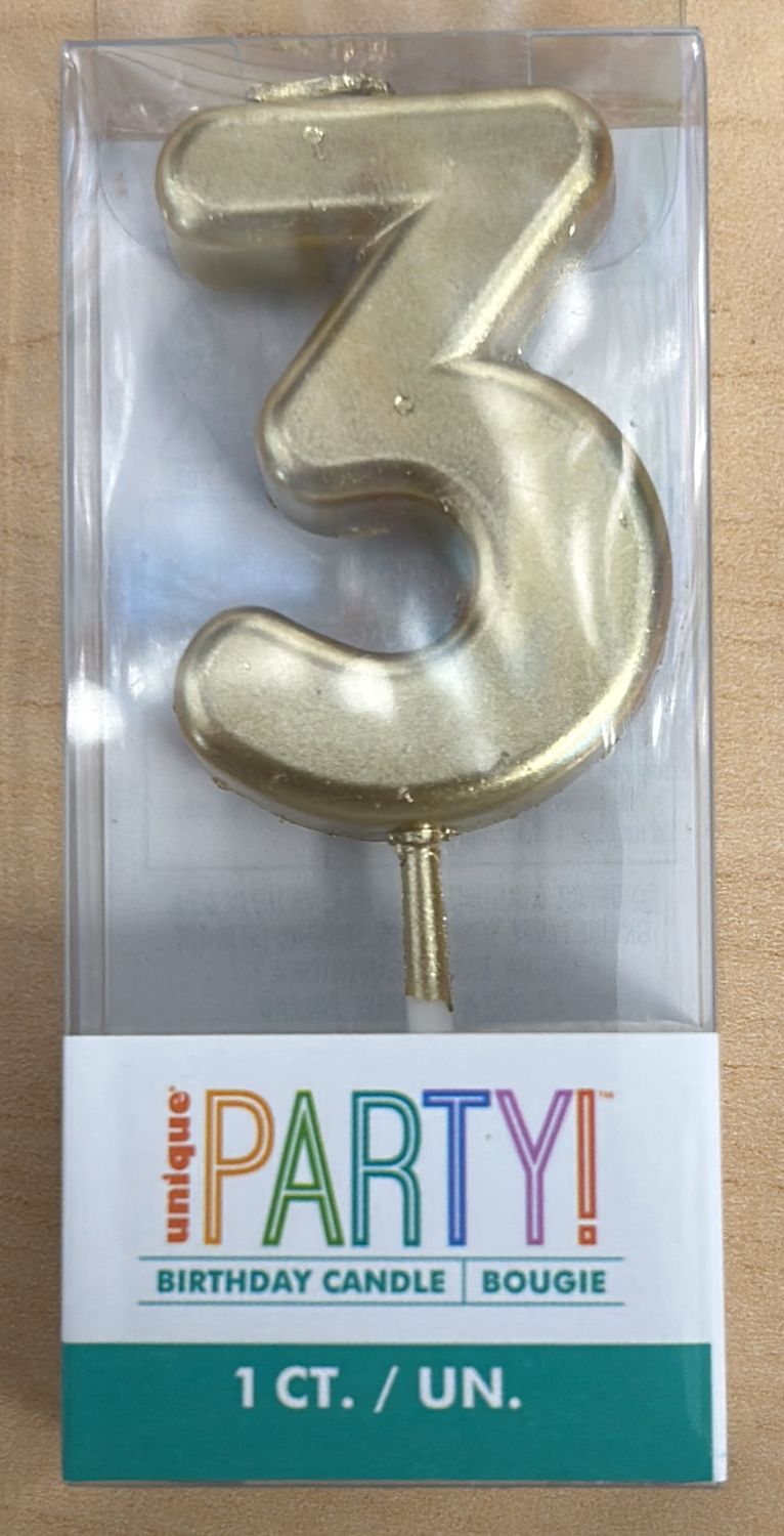 MINI GOLD PICK BDAY CANDLE #3