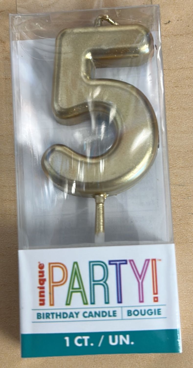 MINI GOLD PICK BDAY CANDLE #5
