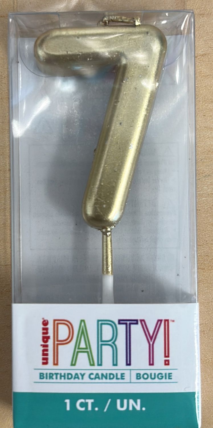 MINI GOLD PICK BDAY CANDLE #7