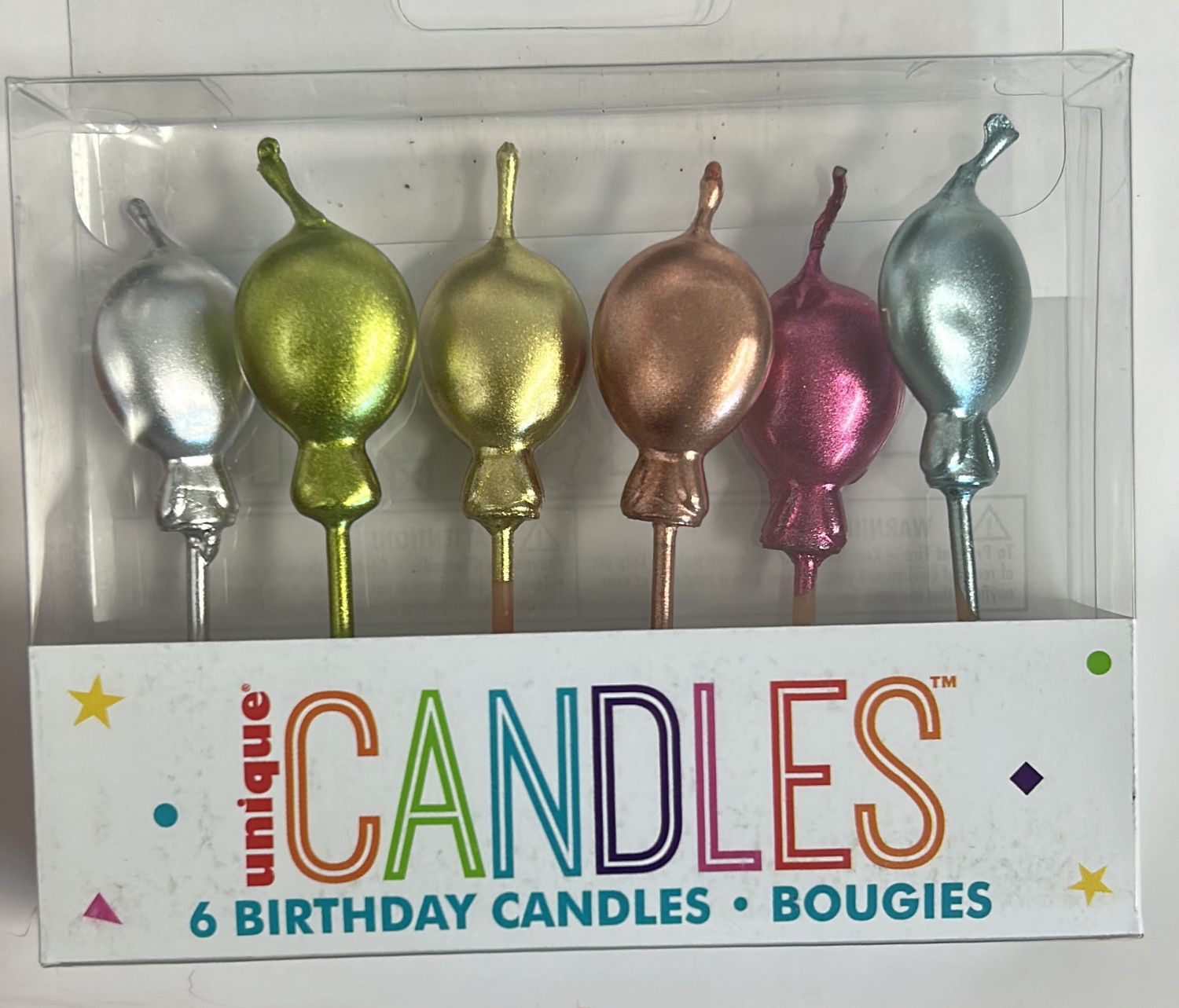 6 METALLIC BALLON CANDLES