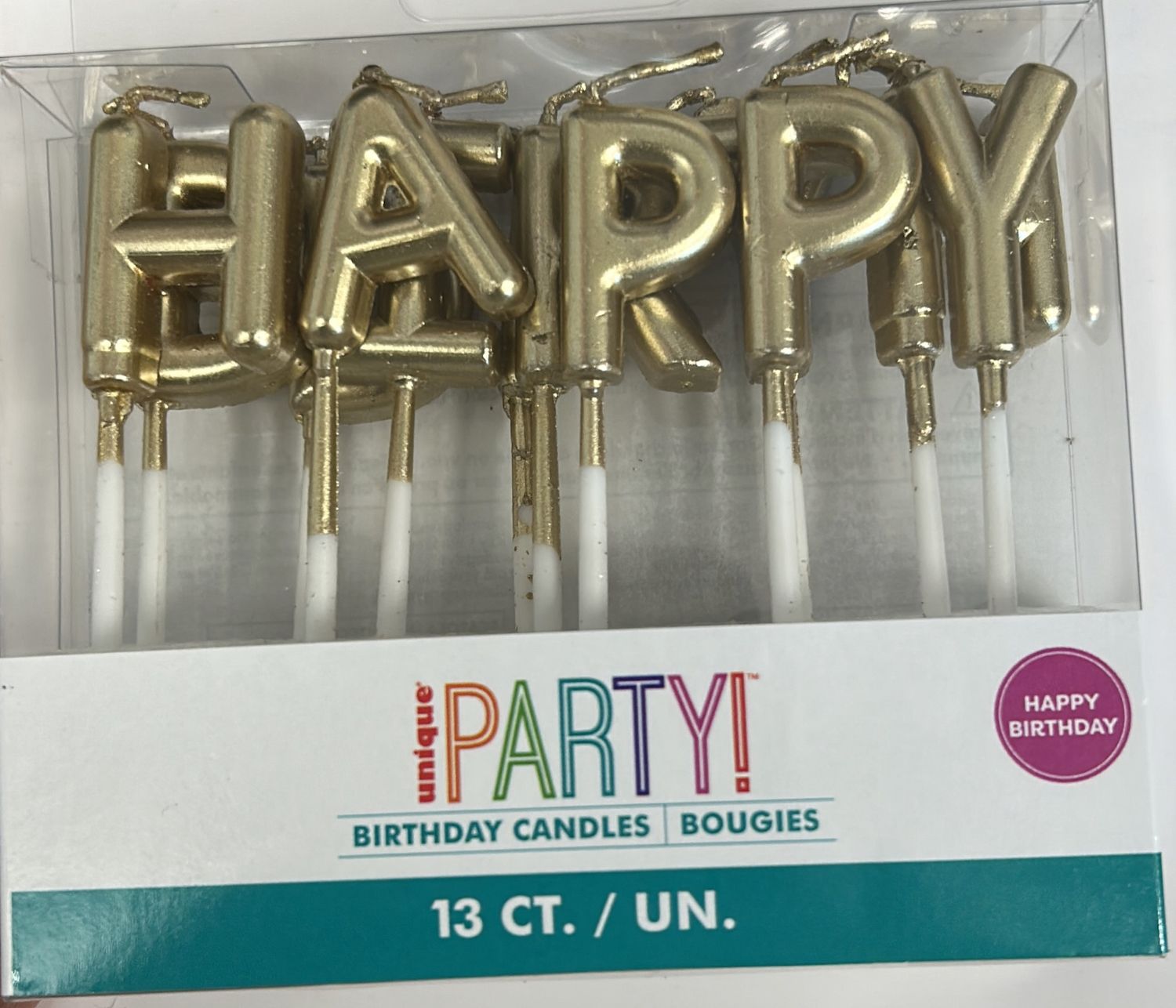 GOLD HBD LETTER CANDLES