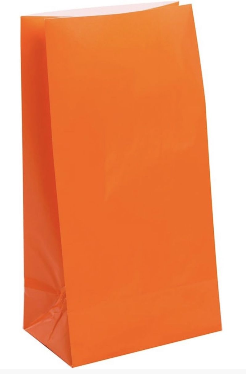 12 PAPER PARTY BAGS-ORANGE