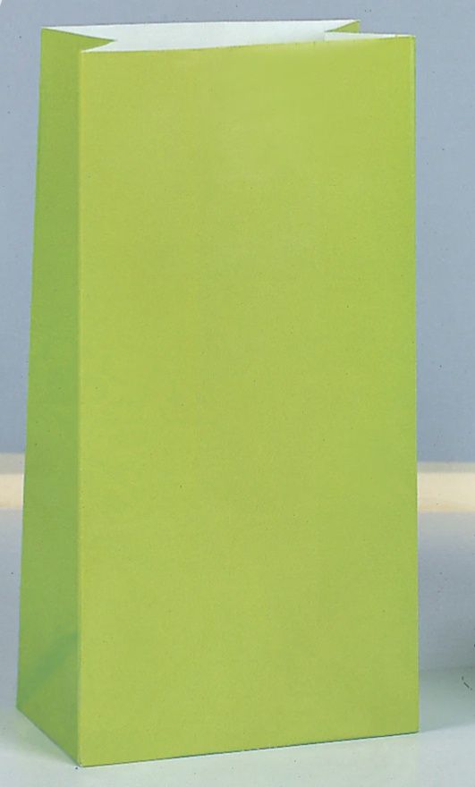 12 PAPER PARTY BAGS-LIME GREEN