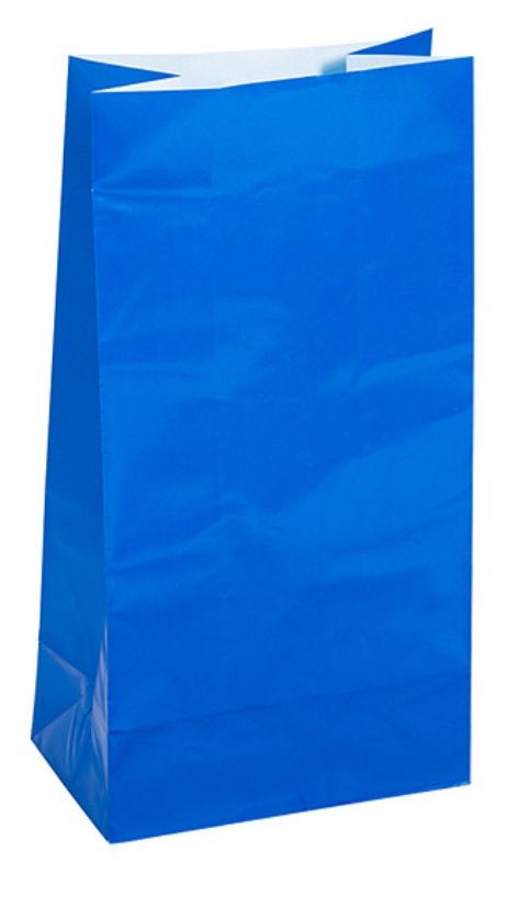 12 PAPER PARTY BAGS -ROYAL BLUE