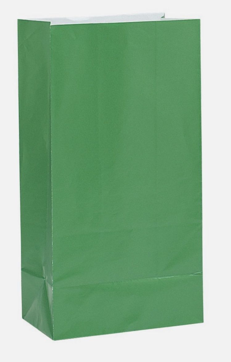 12 PAPER PARTY BAGS-GREEN
