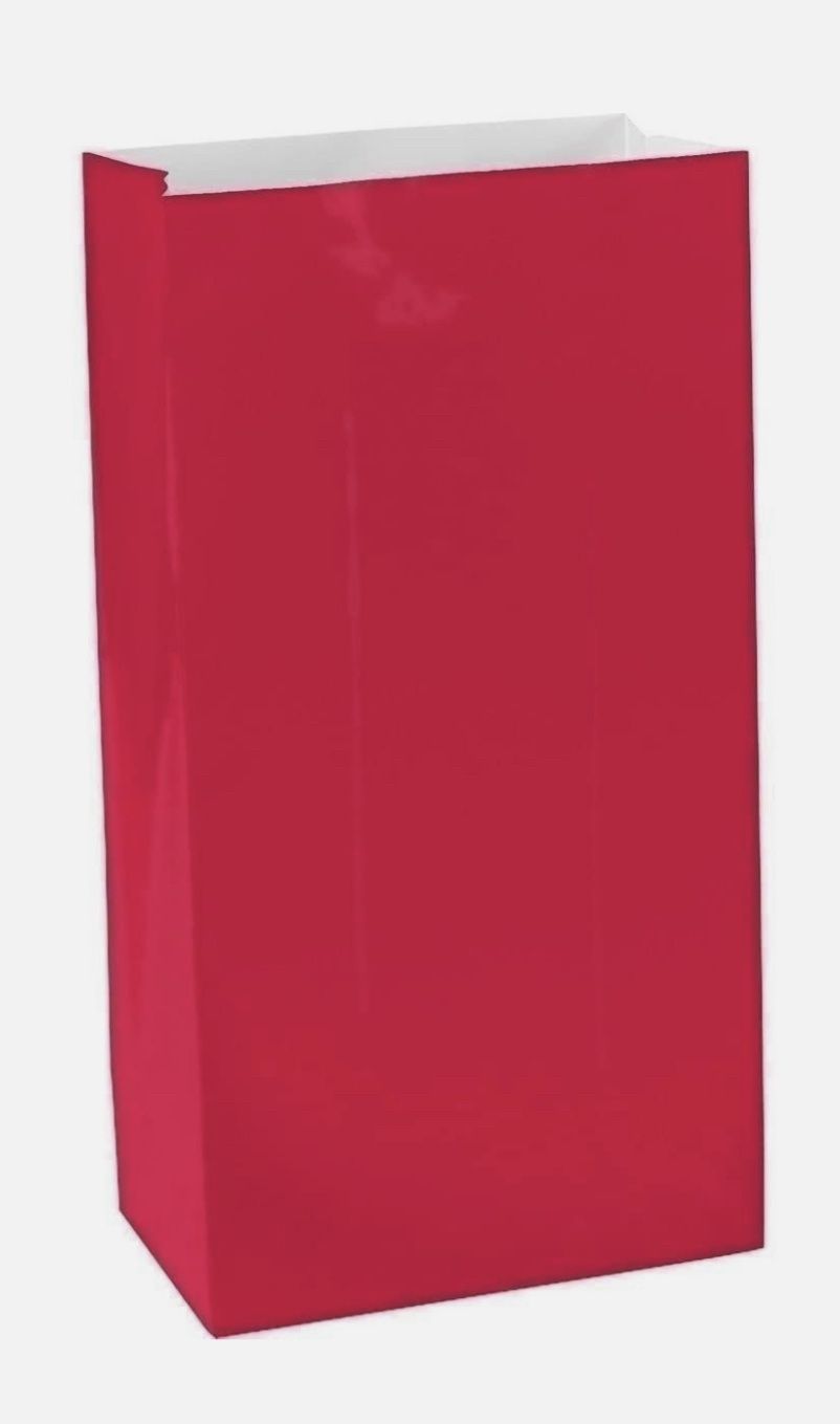 12 PAPER PARTY BAGS -RUBY RED