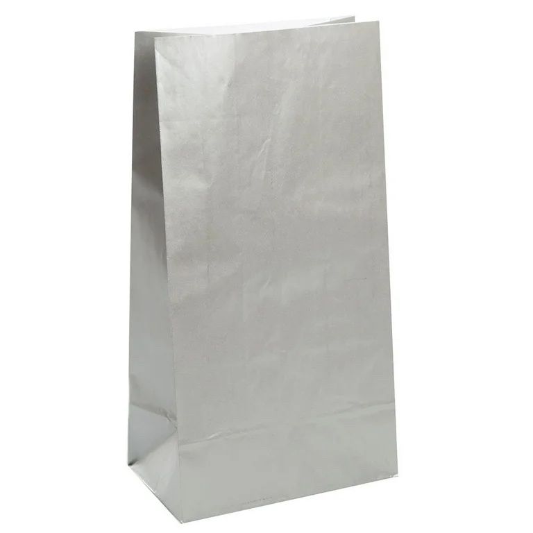 10 PAPER PRTY BAGS-SILVER METLLC
