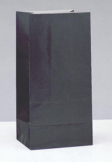 12 PAPER PARTY BAGS -BLACK
