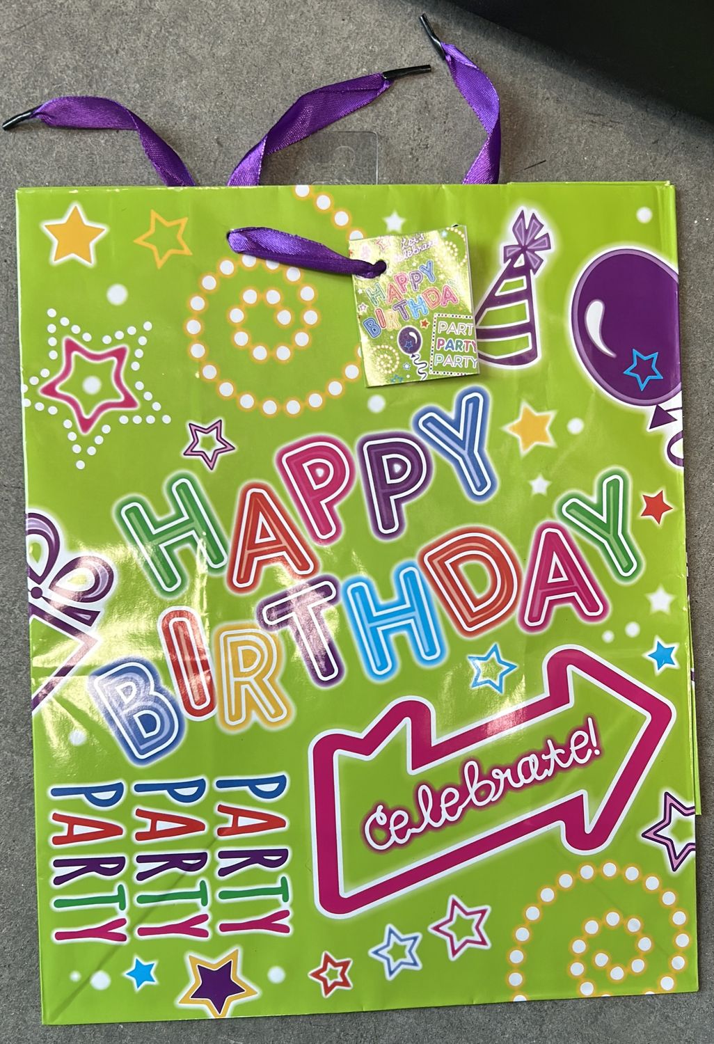 Green Neon HBD Gift Bag 