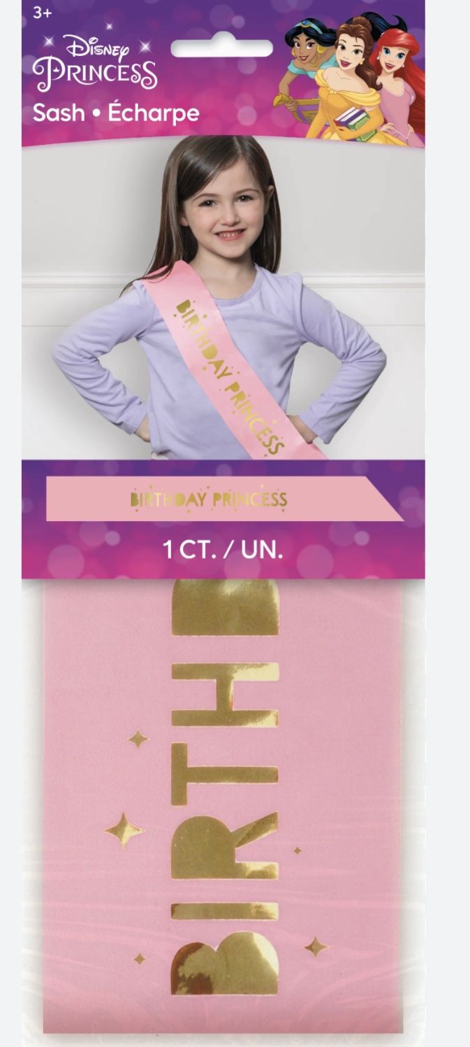 PNK/GLD BDAY PRINCESS PARTY SASH