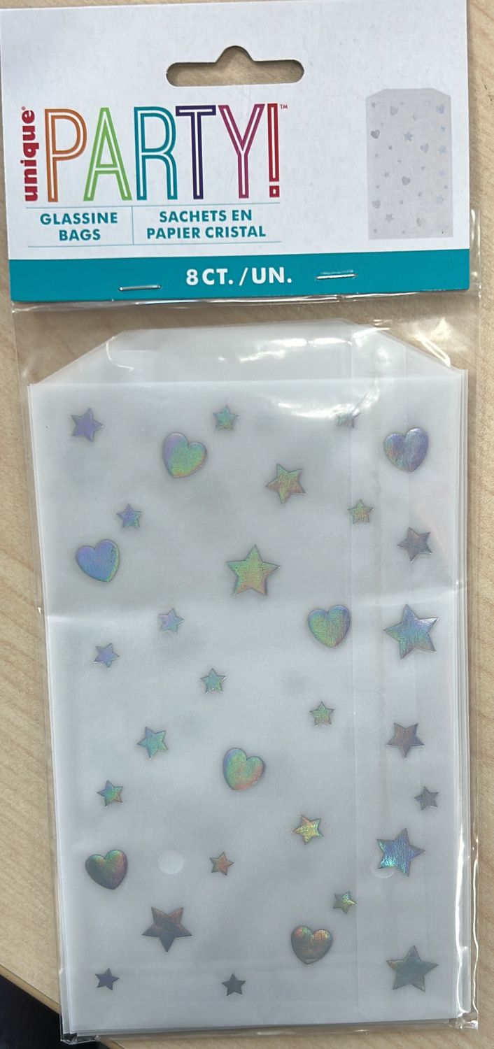 8CT IRDSCNT HEART/STAR TREAT BAGS