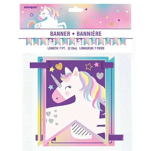UNICORN PARTY PENNANT BANNER 7FT