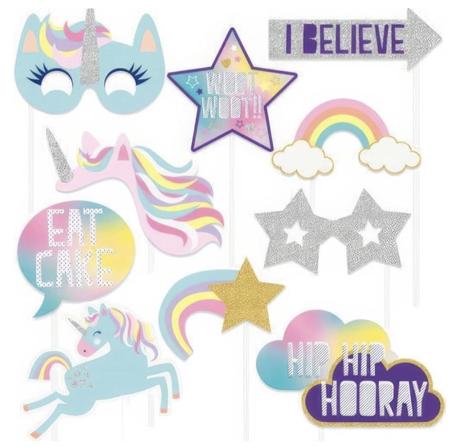 10 FOIL UNICORN PHOTO PROPS