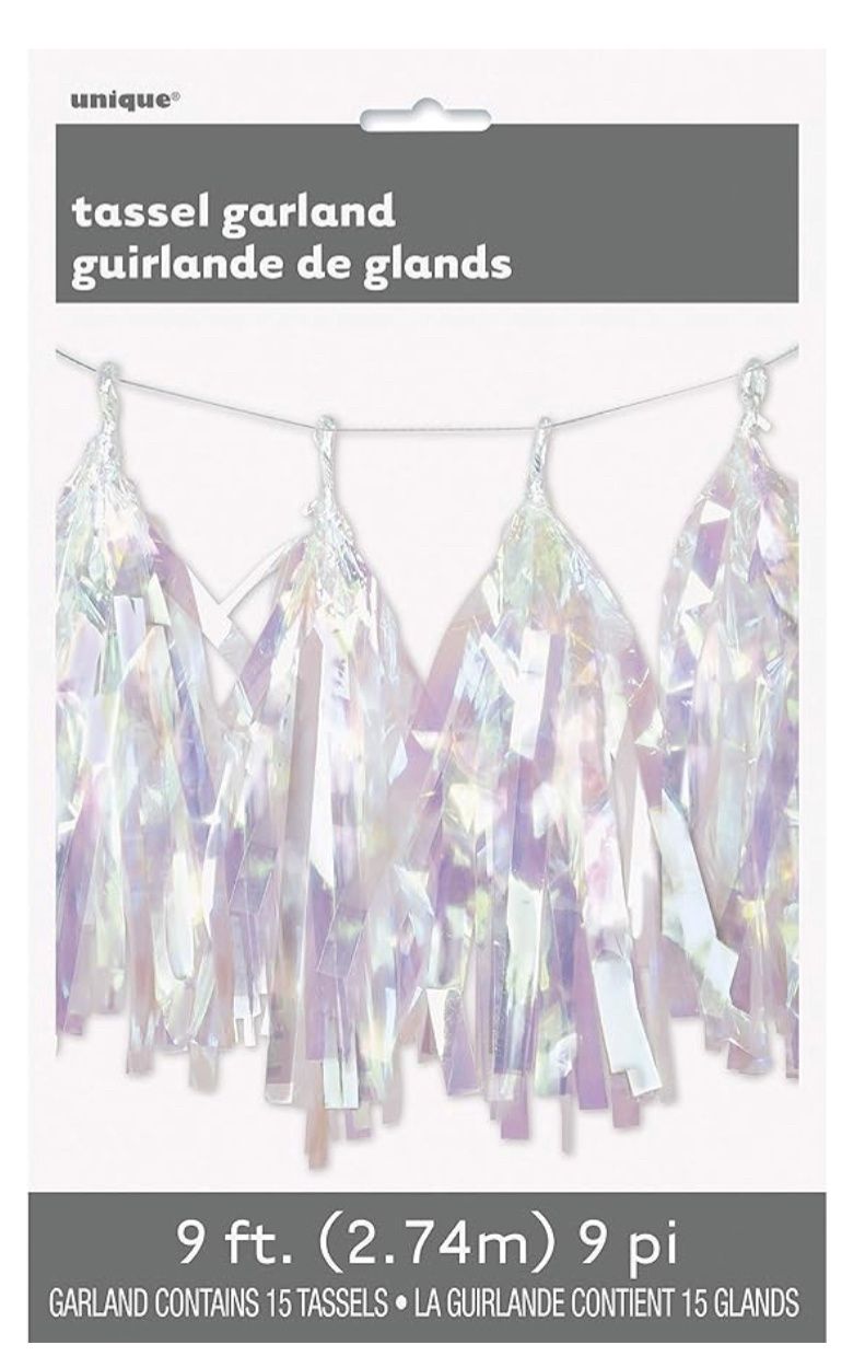 IRIDESCENT FOIL TASSEL GARLAND-9FT