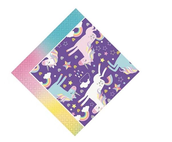 16 UNICORN BEVERAGE NAPKINS