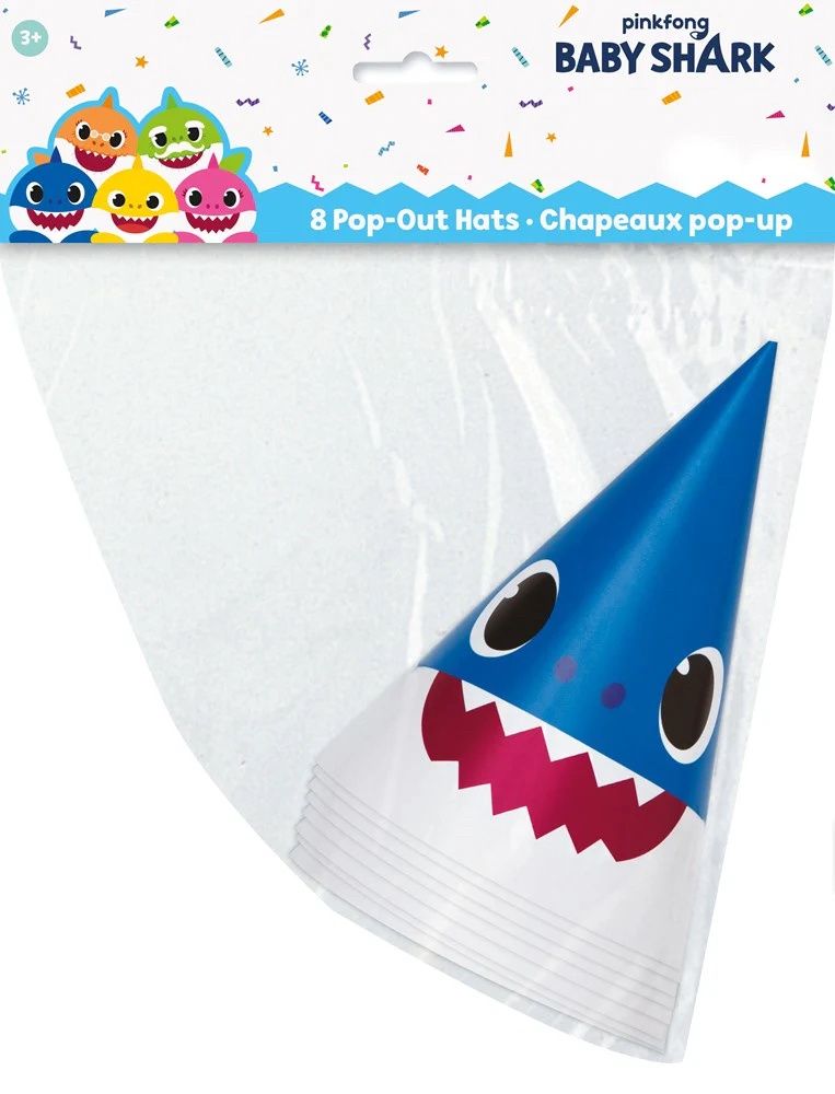 8 BABY SHARK PARTY HATS
