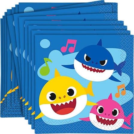 16 BABY SHARK BEVERAGE NAPKINS