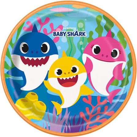 8ct BABY SHARK 9&quot; Plates