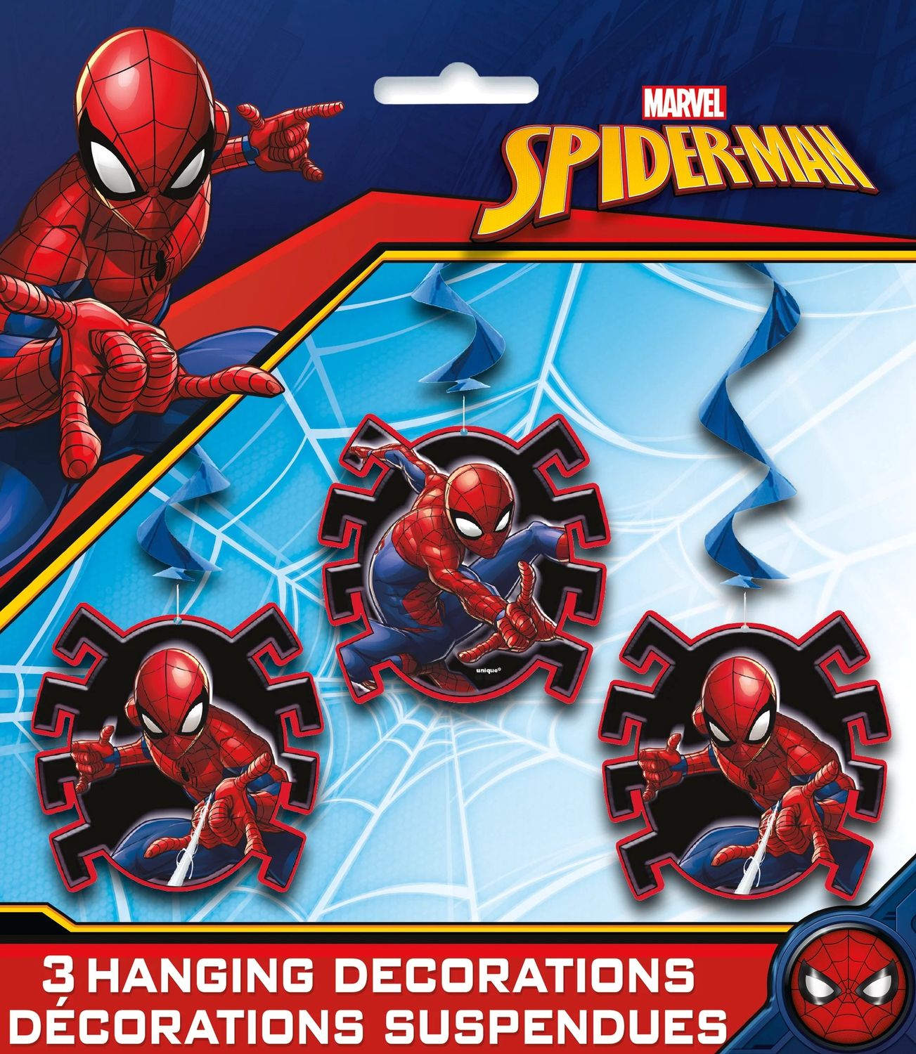 3 Spiderman Hanging Swirl Decorations