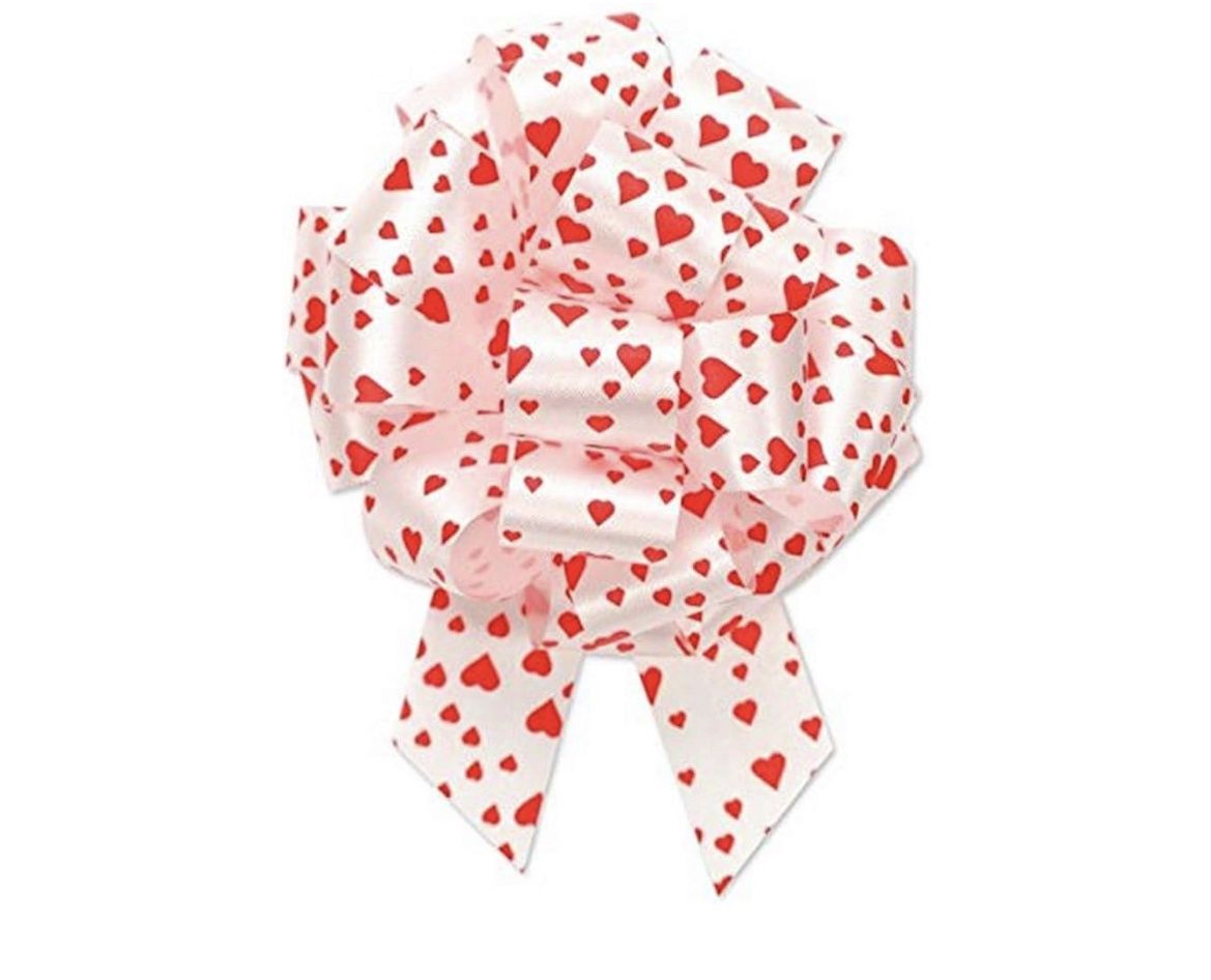 Red and White Heart Pattern 5in Bow 