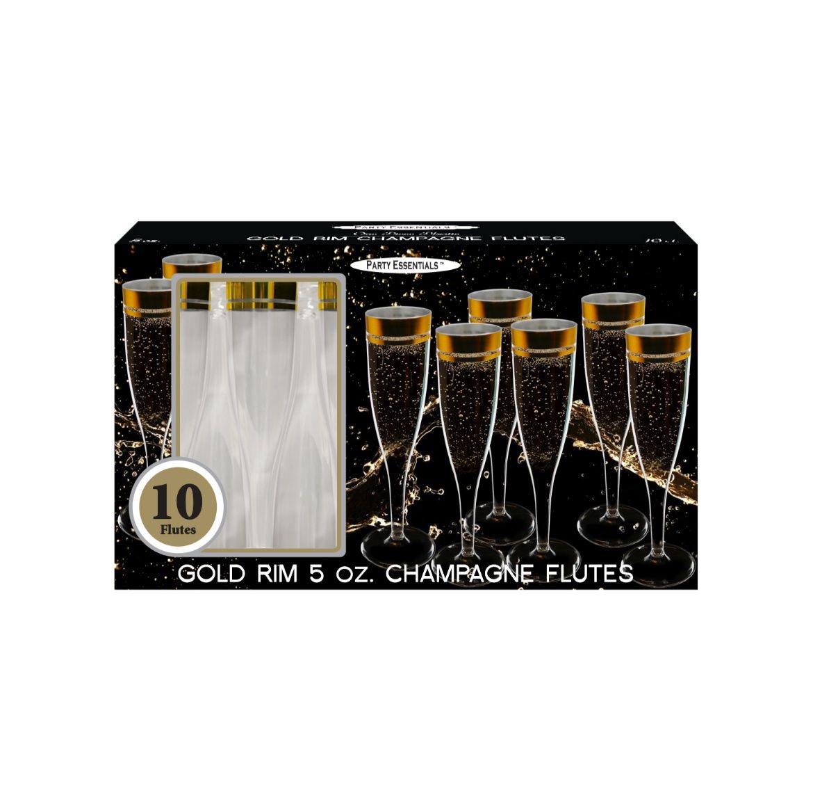 5oz Gold Rim Champagne Flutes Set 10ct