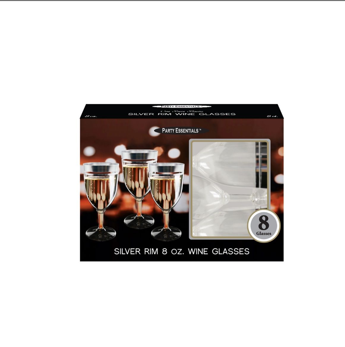 8oz Silver Rim Wine Glasses 10ct