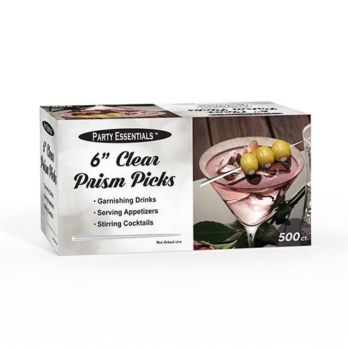 500ct 6” Clear Prism Picks