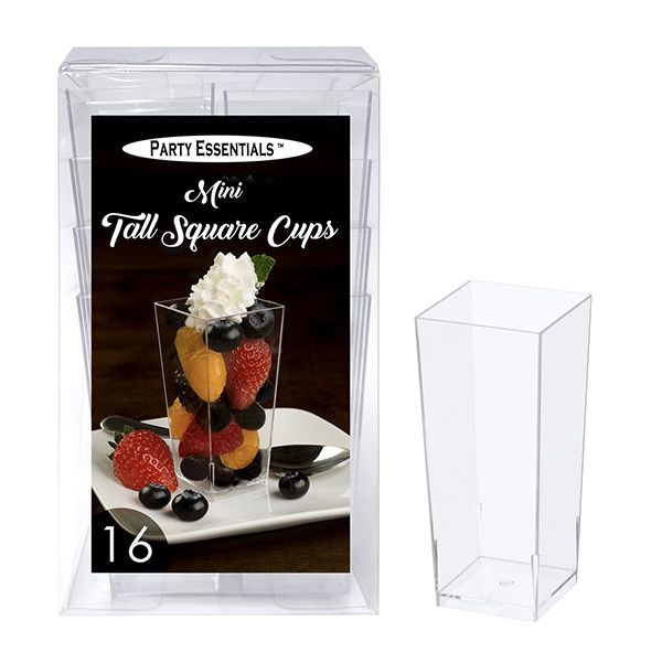 16ct 3.5oz Clear Mini Tall Square Cups
