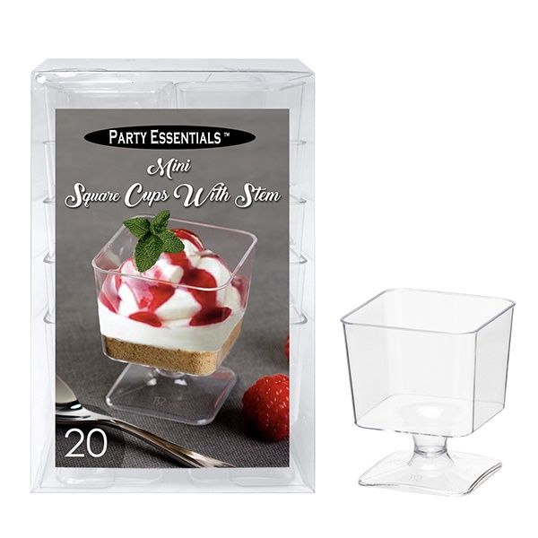 20ct 2oz Clear Mini Square Cups With Stem