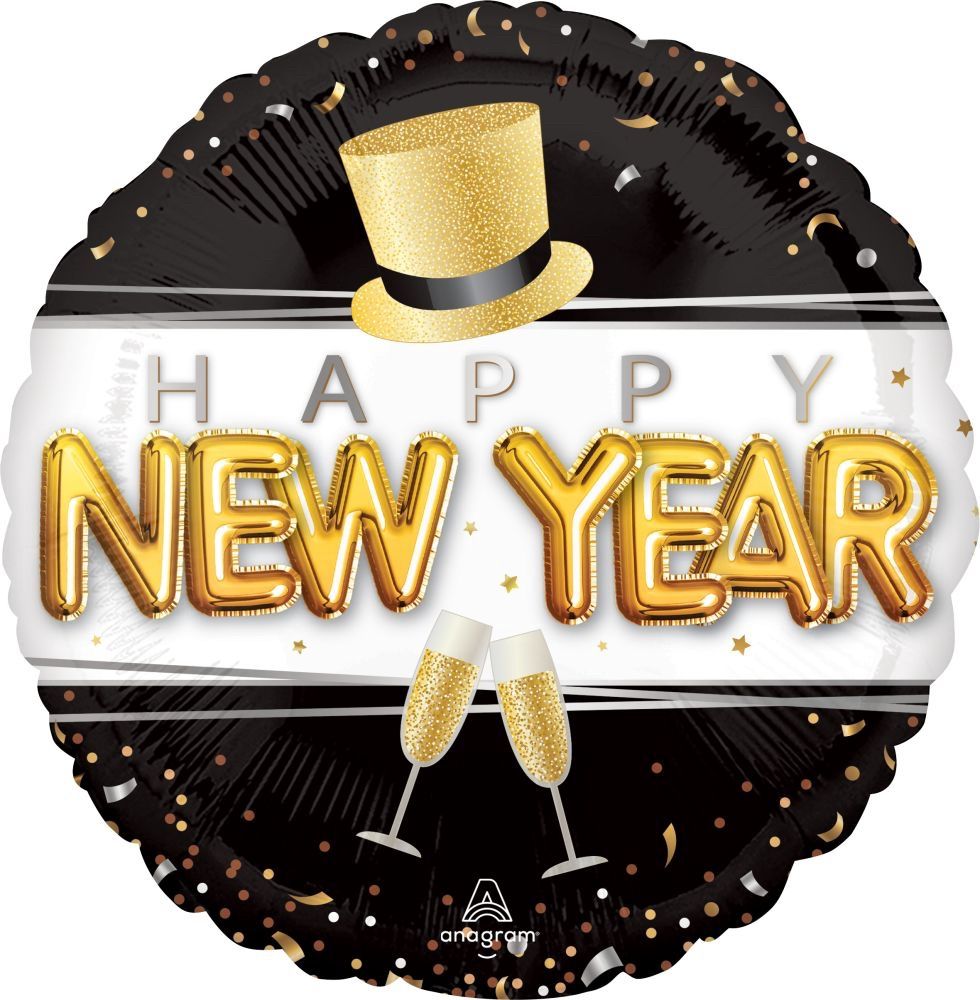 18" Pop Clink Cheers Happy New Year Balloon