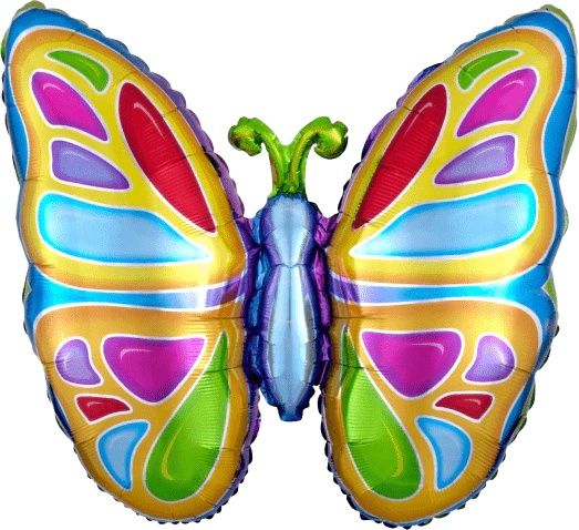 Bright Butterfly Foil Balloon, 25", Multicolored