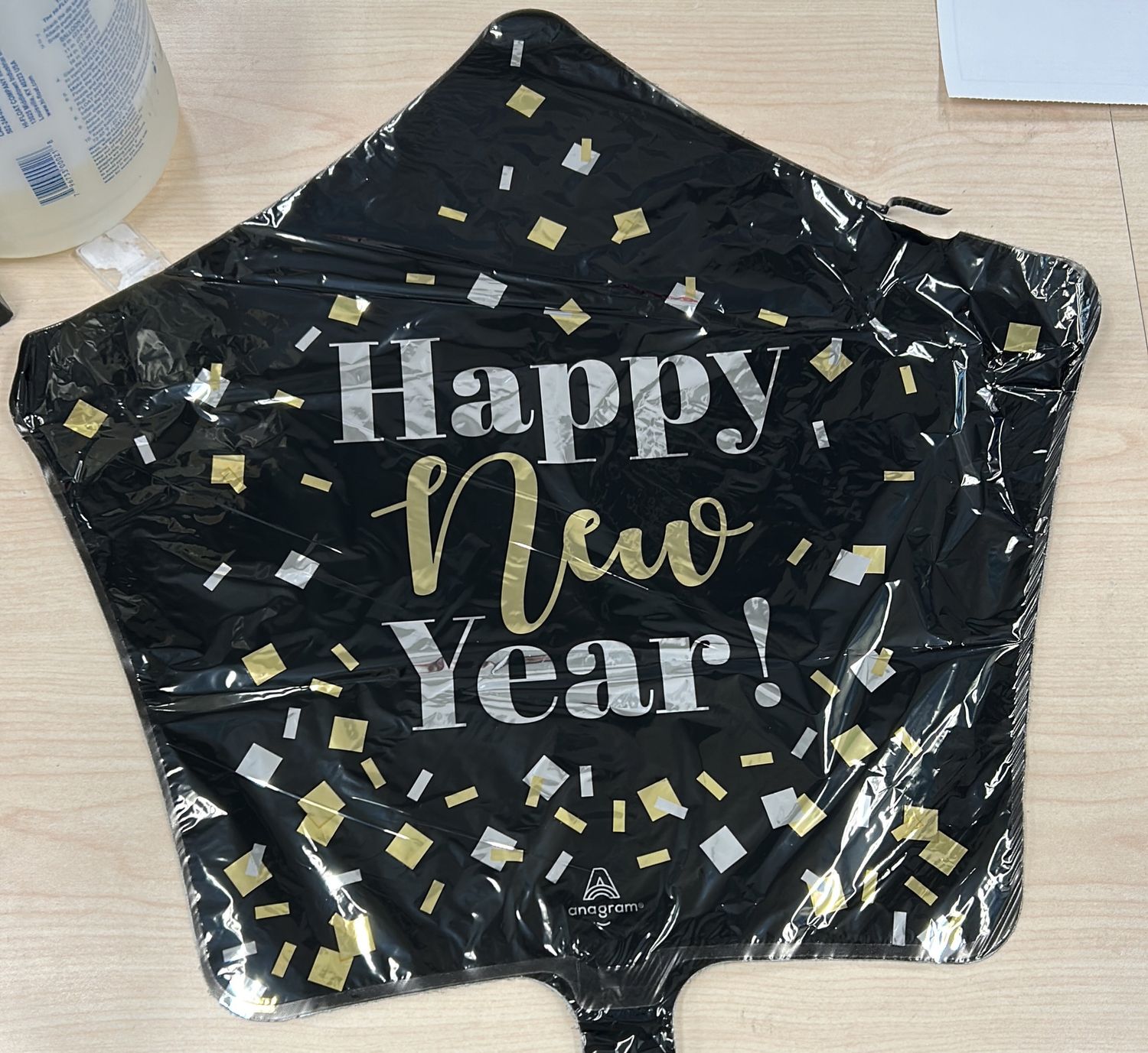 Happy New Year Confetti Print Mylar Balloon