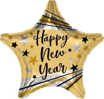 GOLD STAR HAPPY NEW YEAR BALLOON