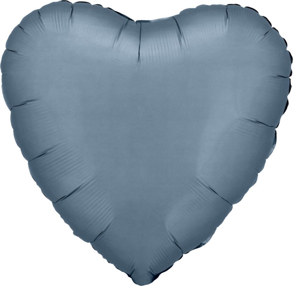 18" Satin Luxe Steel Blue Heart Balloon