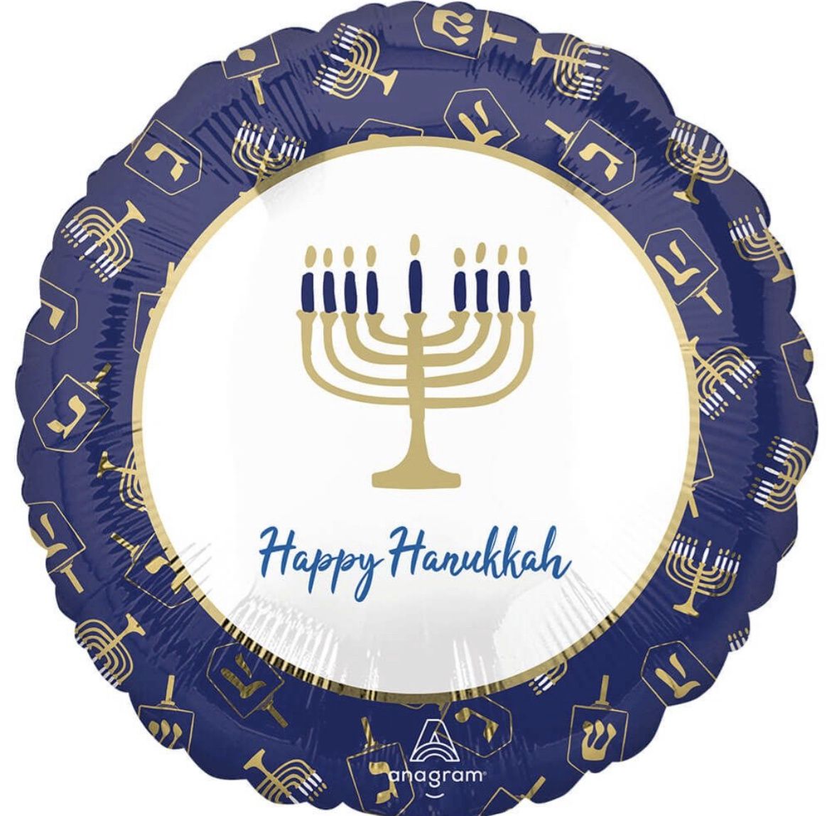 Happy Hanukkah Elegant Metals 17″ Balloon