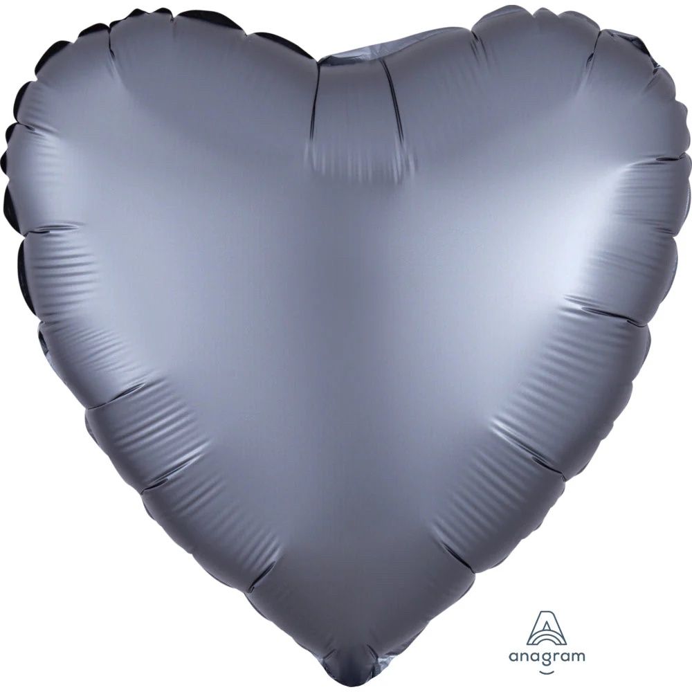 Satin Luxe Graphite Heart Foil Balloon