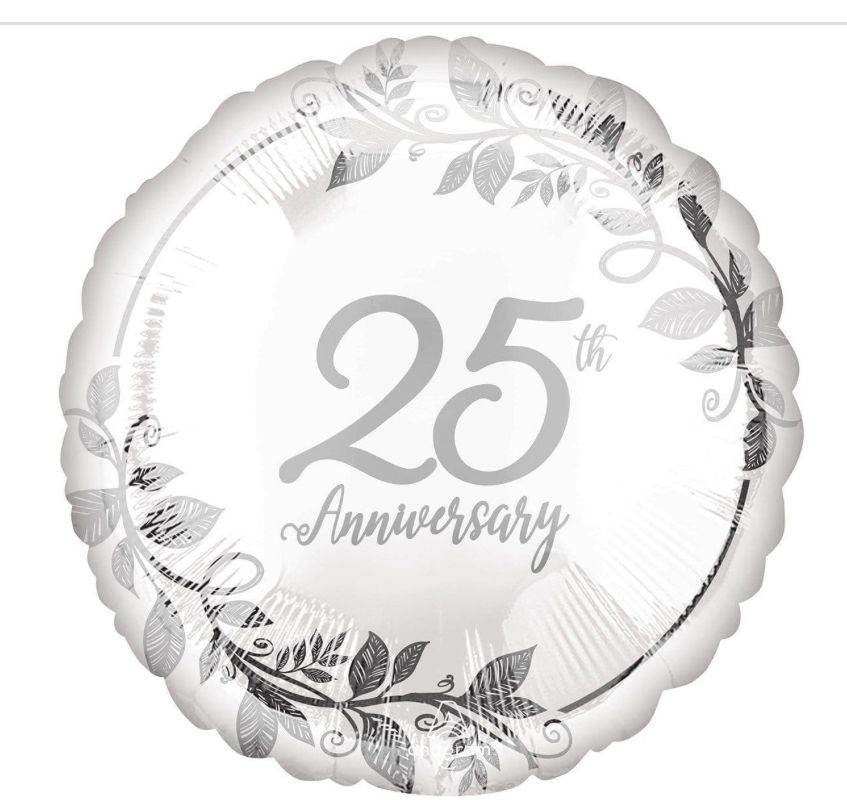 25th Anniversary Foil Balloon, 18 Inches