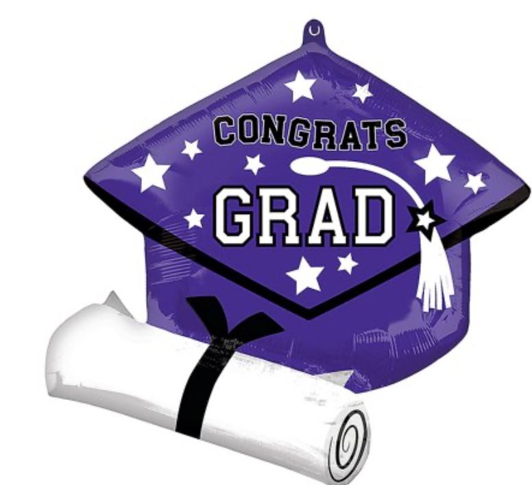Mylar Balloon Purple Congrats Grad Diploma &amp; Cap 25